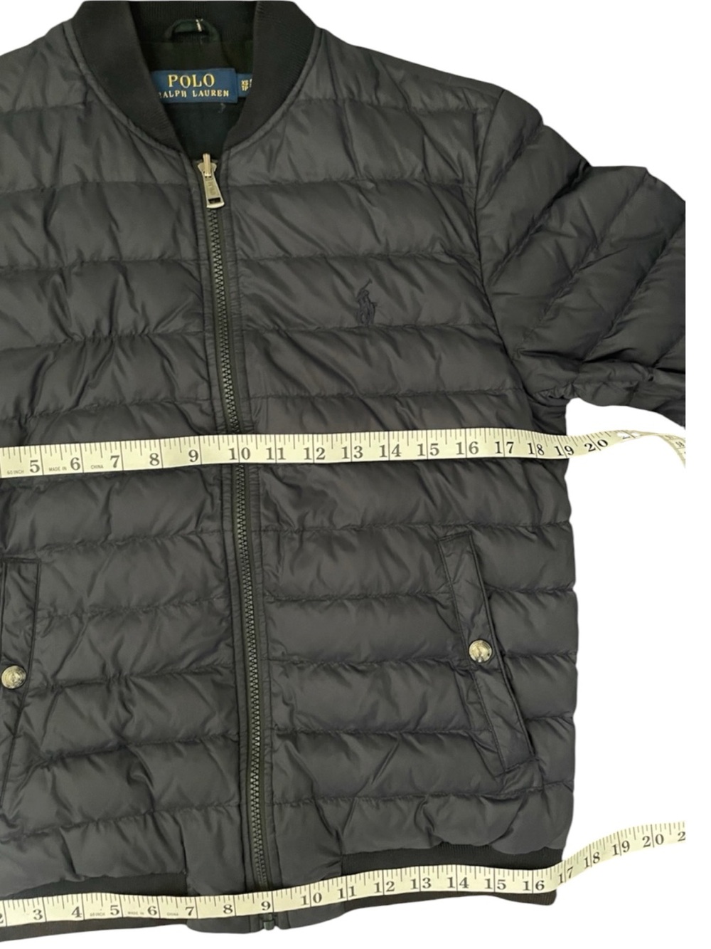 Polo by Ralph Lauren Vintage Navy Quilted Down Puffer Bomber Jacket* Unisex XS - Picture 9 of 16